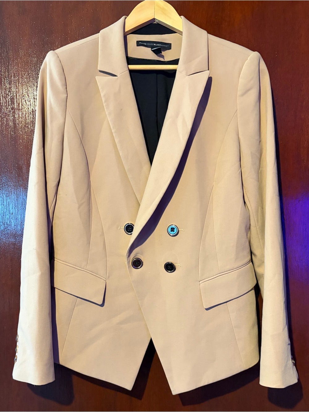 Women’s White House Black Market Double-Breasted Cream Blazer
